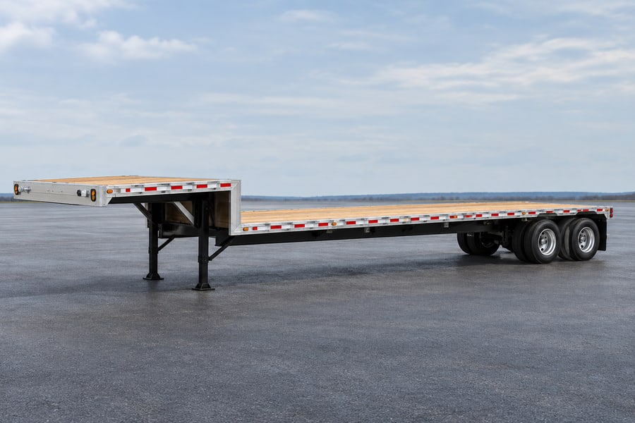 Step deck trailer with upper and lower deck levels